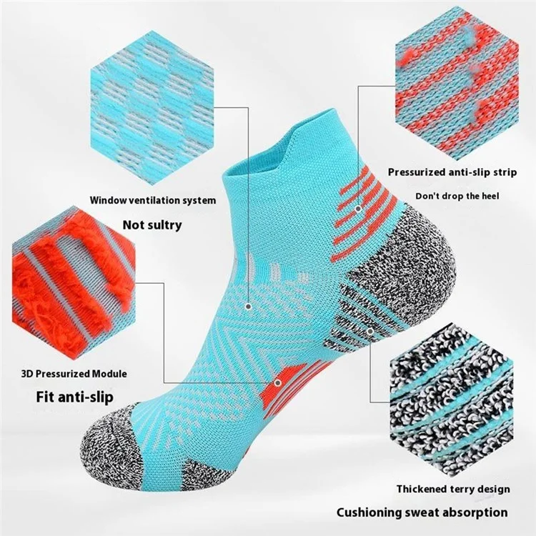 PORFIN JCB3008 1 Paar Sports Running Socken Atmungsaktiv Low Cut Socken L Größe, 39-44 für Männer Frauen - Lake Blue und Orange