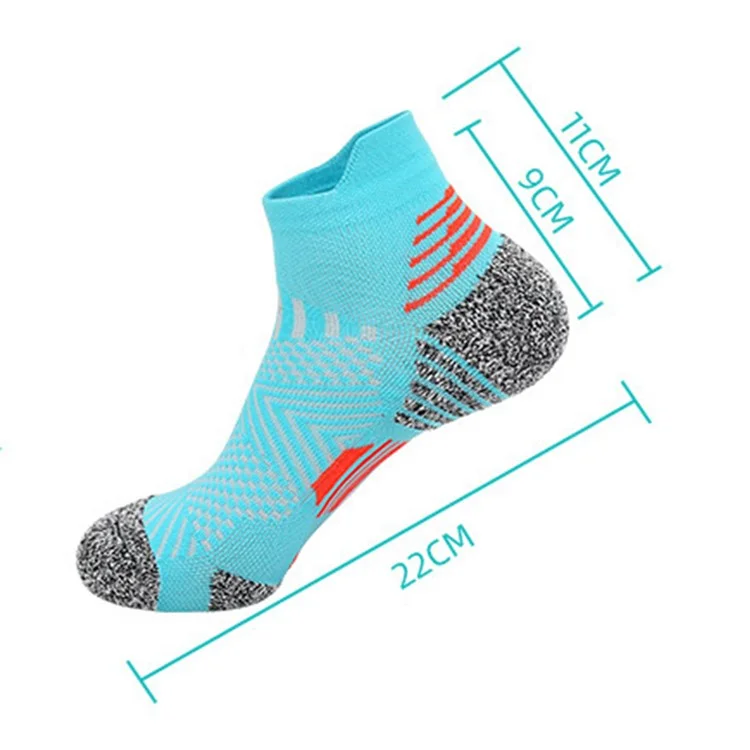 PORFIN JCB3008 1 Paar Sports Running Socken Atmungsaktiv Low Cut Socken L Größe, 39-44 für Männer Frauen - Lake Blue und Orange