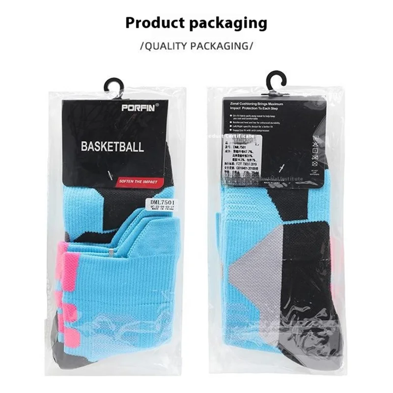 PORFIN DML7501 1 Pair Summer Breathable Sports Socks for Running Basketball Hiking Men Women L Size 39-44 Shoe Sizes - Black and Yellow
