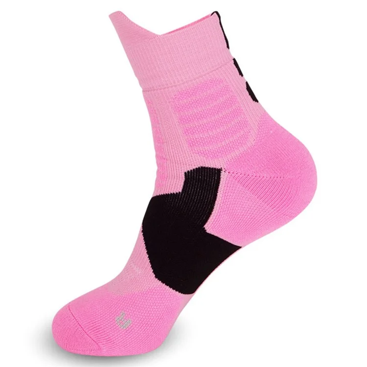 PORFIN EML8501 1 Pair Of Children Summer Basketball Socks Breathable Running Sports Socks for Boys Girls, M Size 34-38 - Pink