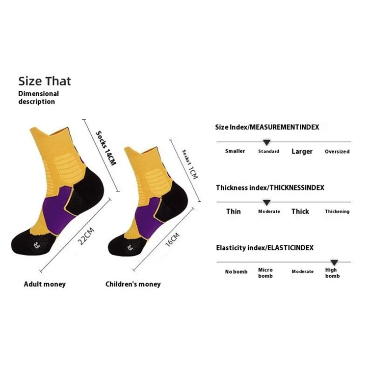 PORFIN EML8501 1 Pair Of Children Summer Basketball Socks Breathable Running Sports Socks for Boys Girls, M Size 34-38 - Pink