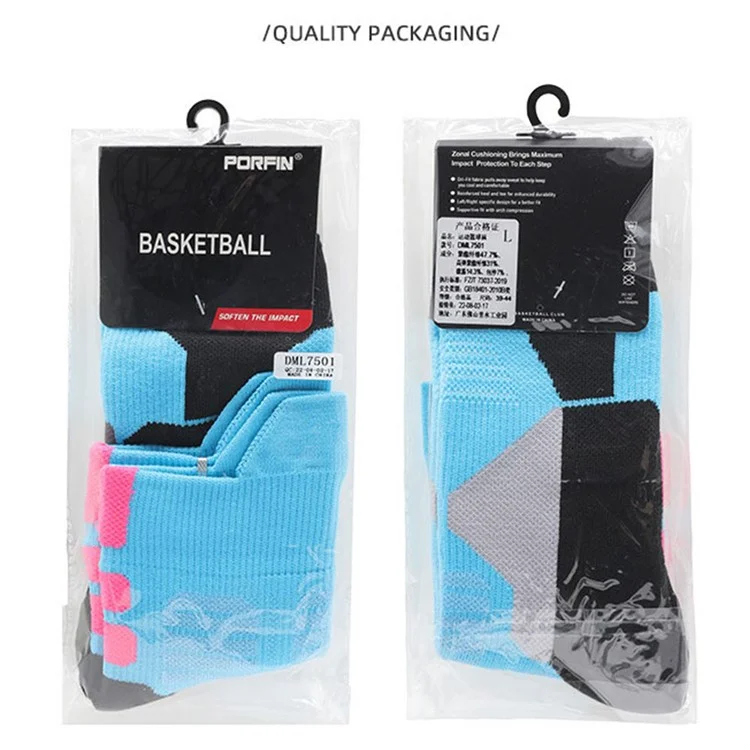 PORFIN EML8501 1 Pair Of Children Summer Basketball Socks Breathable Running Sports Socks for Boys Girls, M Size 34-38 - Pink