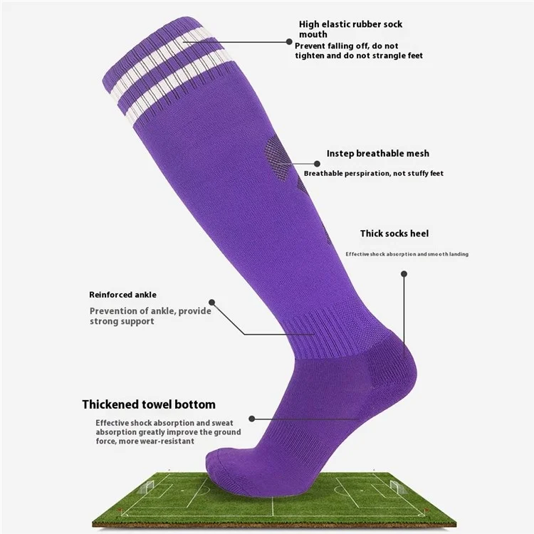 Lingtu 1 Paar Streifen Knie High Soccer Socken Slip-prob-sportsocken Für Kinder, M-größe, 34-38 - Weiß Und Schwarz