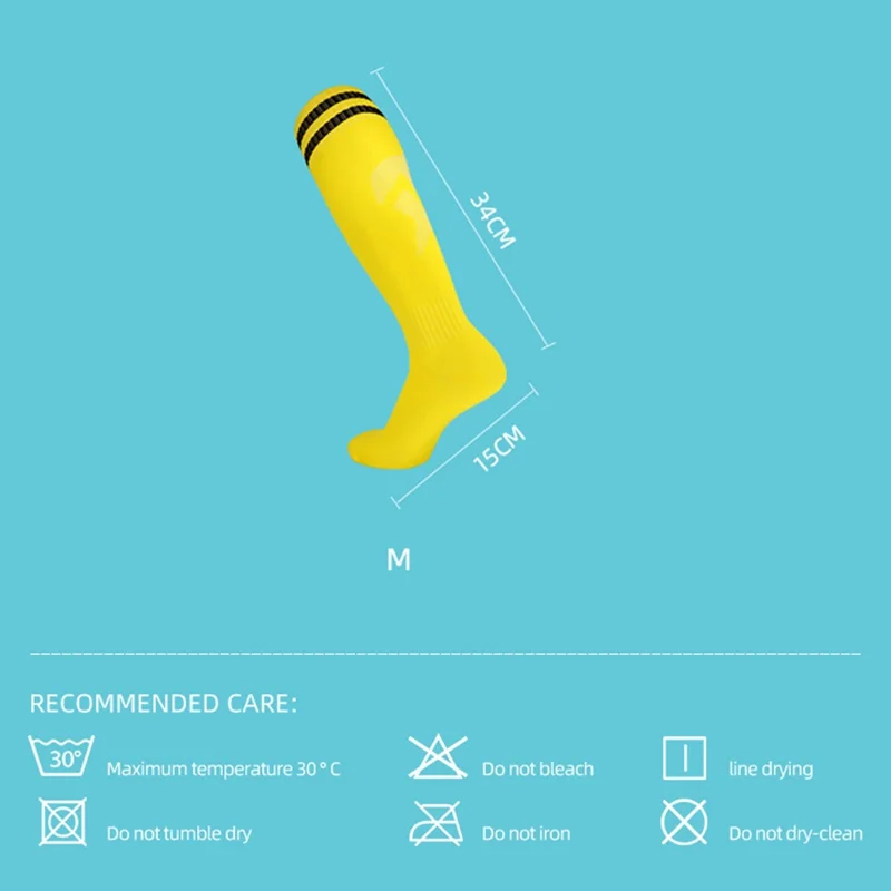LINGTU 1 Pair Stripe Knee High Soccer Socks Slip-Proof Sports Socks for Kids, M Size, 34-38 - Turquoise and White
