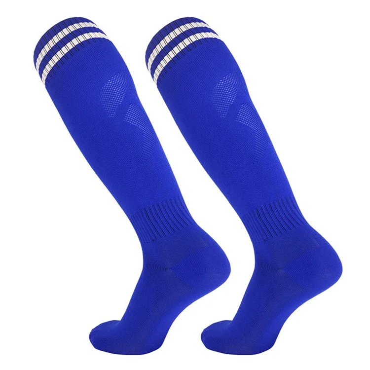 CDP503 1 Paar Streifen Knie High Soccer Socken Slip-prob-sportsocken Für Mann, Xl-größe, 45-50 - Farbenfrohes Blau Und Weiß