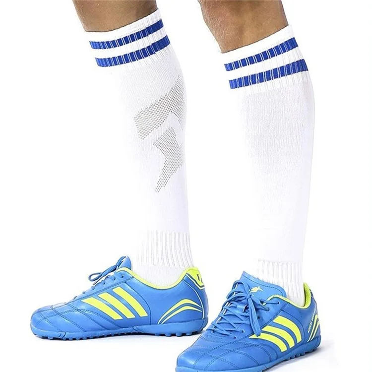 CDP503 1 Paio di Uomini Sports Sportivi Per Esterni Calzini da Calcio a Strisce a Strisce, Taglia L - Blu Navy