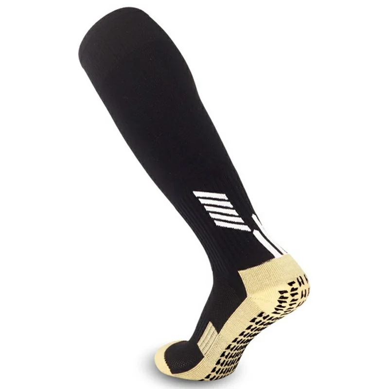 LINGTU CJM613 1 Pair Knee High Soccer Socks Breathable Slip-Proof Sports Socks for Men, S Size, 28-33 - Black
