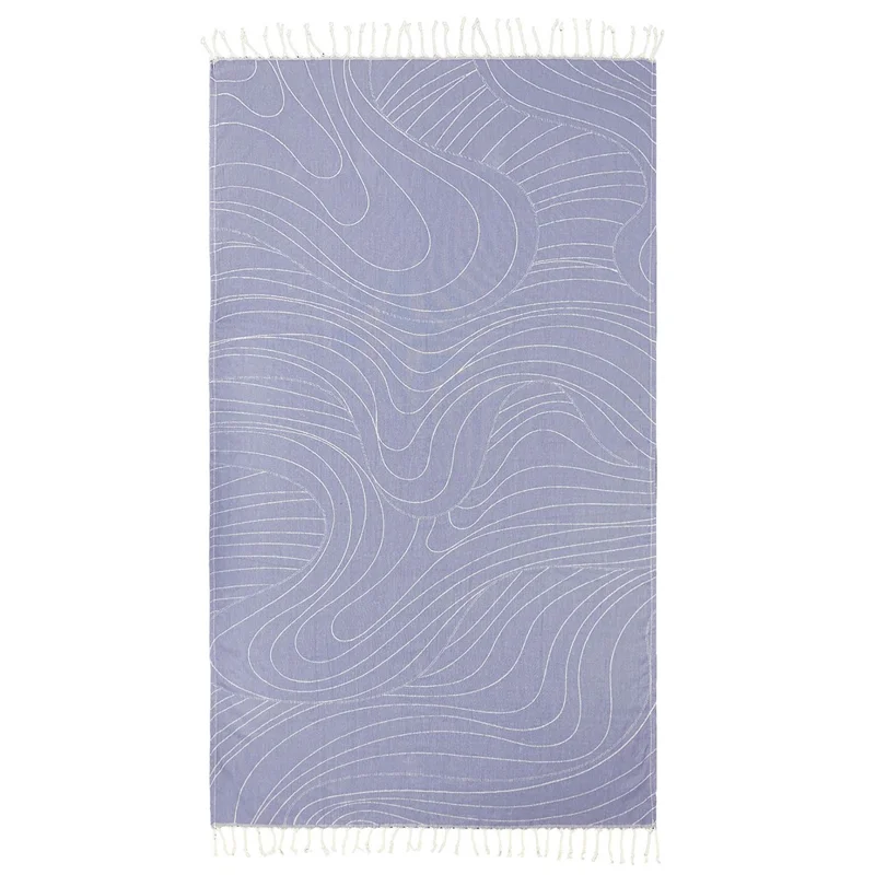 100x180 cm turkisk badhandduk med fransar av polyester och bomull, badmatta - våg