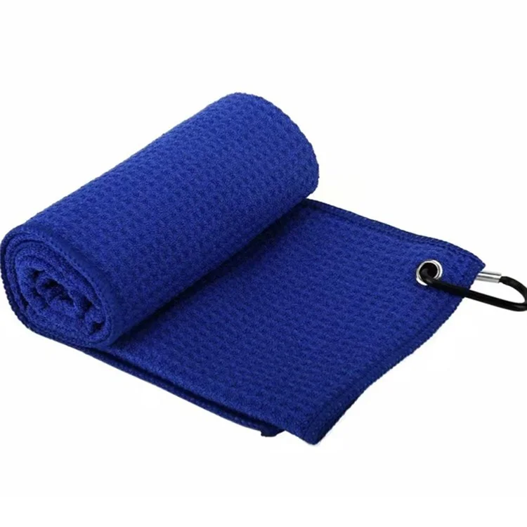 Serviette de Golf de Golf à Motif de Gaufre 30x30 cm Avec Crochet Serviette de Nettoyage en Microfibre Séchage Rapide - Bleu