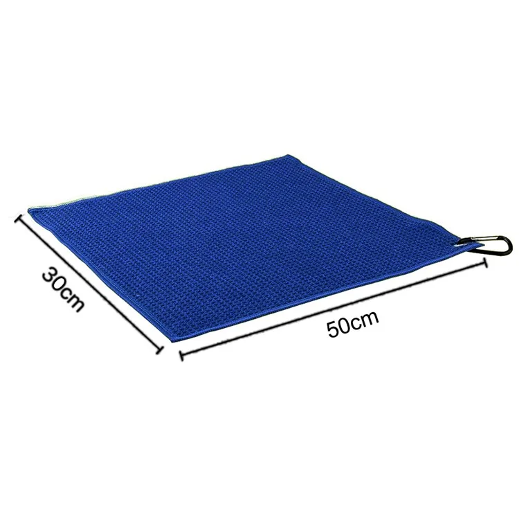 Taile de Golf en Microfibre de 30 cm Avec Clip, Serviette de Nettoyage de Golf à Motif de Gaufre - Bleu