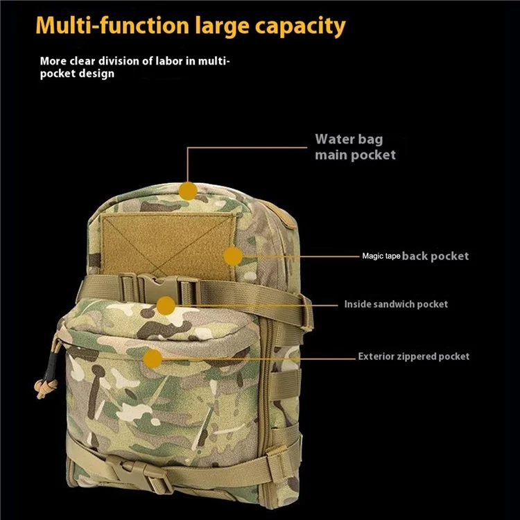 H251 1000D Oxford Cloth Outdoor Tactical Vest Hanging Hydration Backpack MOLLE Water Carrier Bag - Green