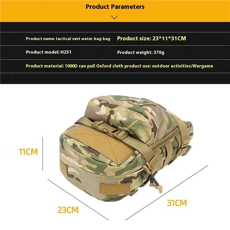 H251 1000D Oxford Cloth Outdoor Tactical Vest Hanging Hydration Backpack MOLLE Water Carrier Bag - Green