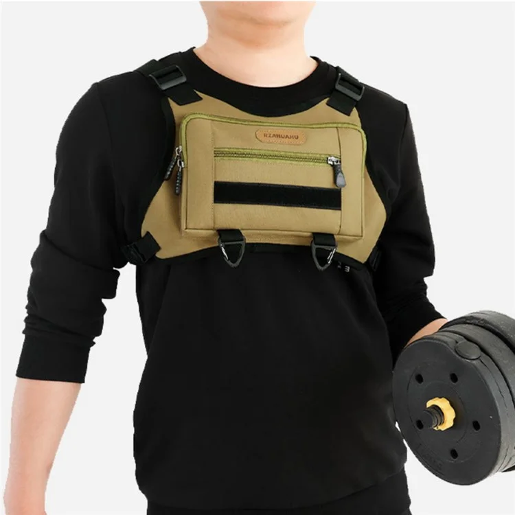 RZAHUAHU Waterproof Outdoor Bicycle Cycling Running Chest Bag 600D Oxford Cloth Tactical Vest Bag - Black