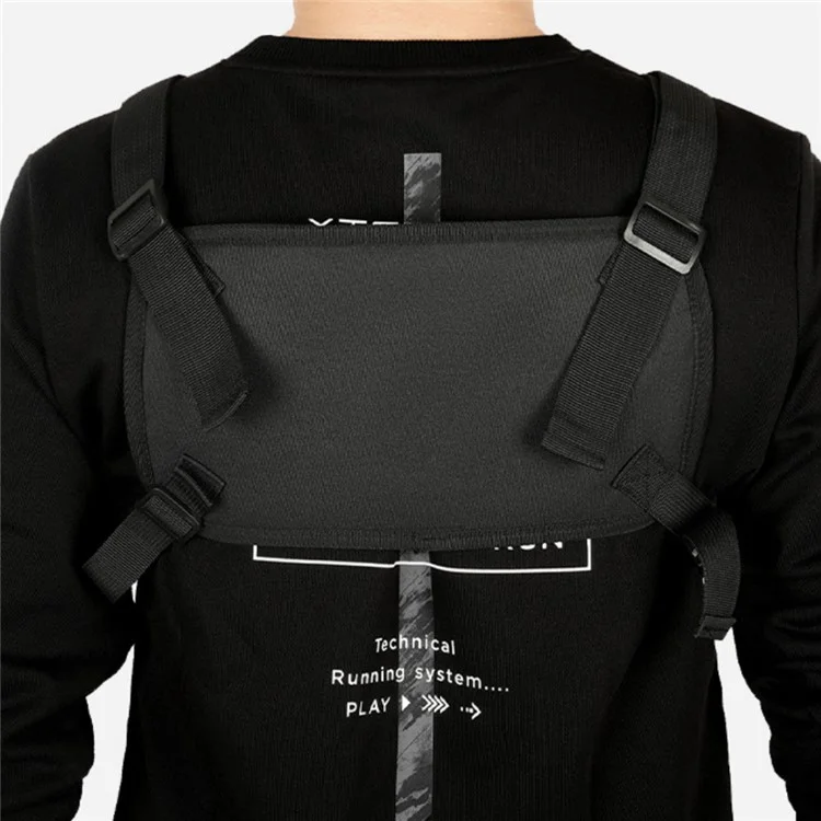 RZAHUAHU Waterproof Outdoor Bicycle Cycling Running Chest Bag 600D Oxford Cloth Tactical Vest Bag - Black