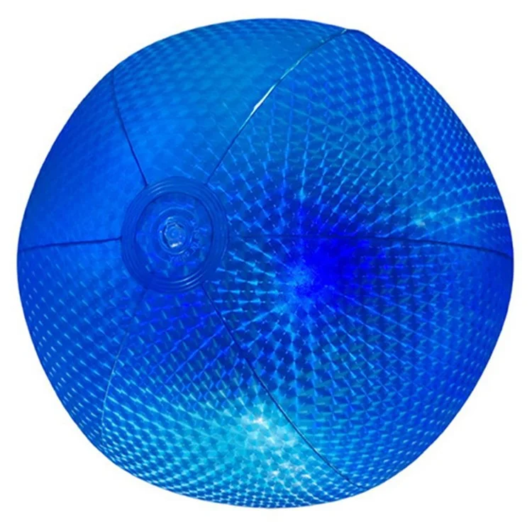Light Up Beach Ball PVC Inflatable Beach Toy Record Pattern Glow Pool Ball - Blue