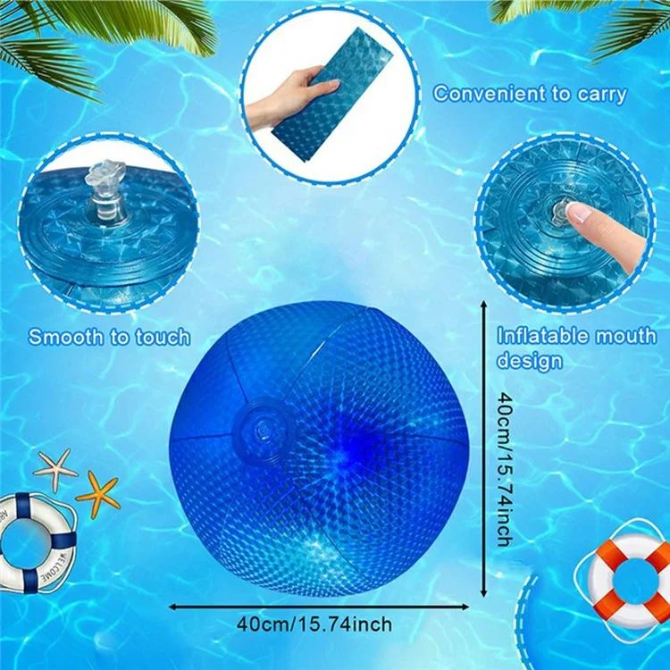 Light Up Beach Ball PVC Inflatable Beach Toy Record Pattern Glow Pool Ball - Blue