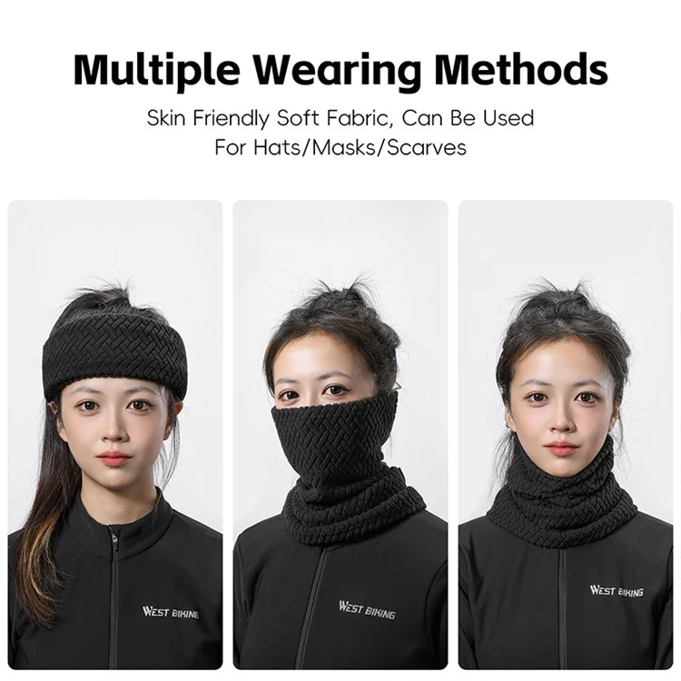 WEST BIKING YP0201436 Elastic Velvet Warm Face Mask Winter Thickened Windproof Face Mask for Cycling - Black