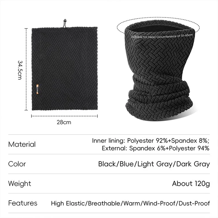 WEST BIKING YP0201436 Elastic Velvet Warm Face Mask Winter Thickened Windproof Face Mask for Cycling - Black