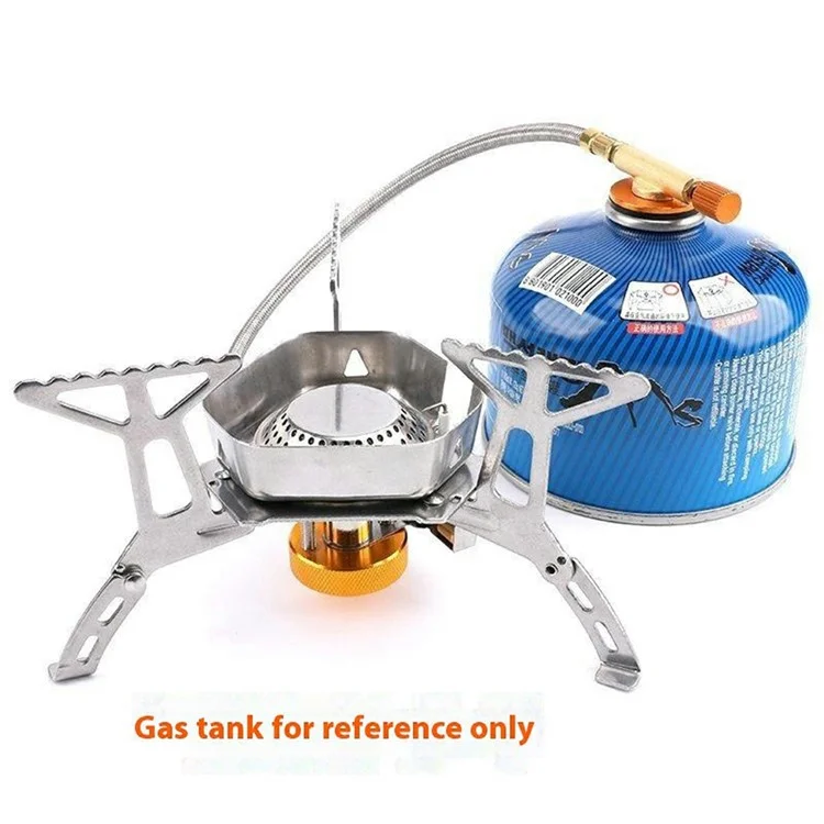 Outdoor Camping Picnic BBQ Windproof Blue Flame Stove Gas Burner with Gas Tank Adapter