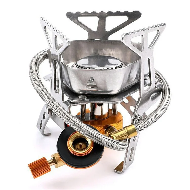Outdoor Camping Picnic BBQ Windproof Blue Flame Stove Gas Burner with Gas Tank Adapter