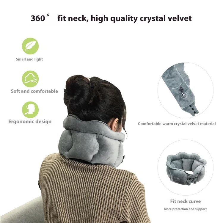 PICTET.FINO RH66 Crystal Velvet Inflatable Neck Pillow Travel-Friendly Portable Neck Pillow - Dark Blue