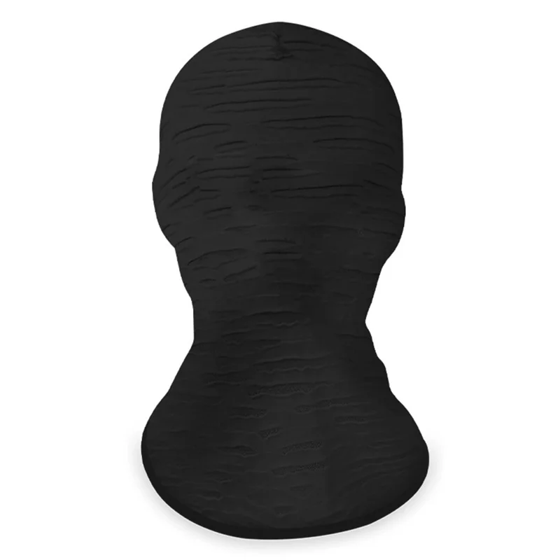 Breathable Ice Silk Full Face Mask for Cosplay and Halloween Costumes See-through Mask - Black+Ripped Holes