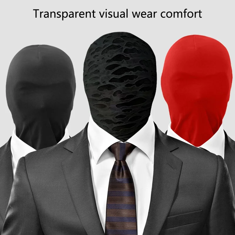 Breathable Ice Silk Full Face Mask for Cosplay and Halloween Costumes See-through Mask - White