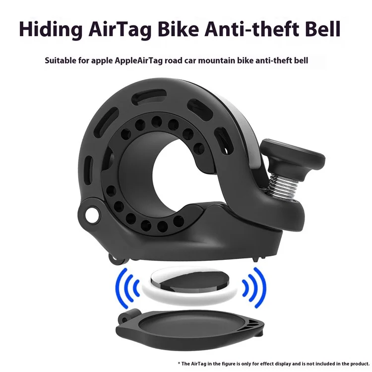 Supporto per AirTag per bicicletta in lega di alluminio, campanello ad anello con pollice, suono forte e cristallino