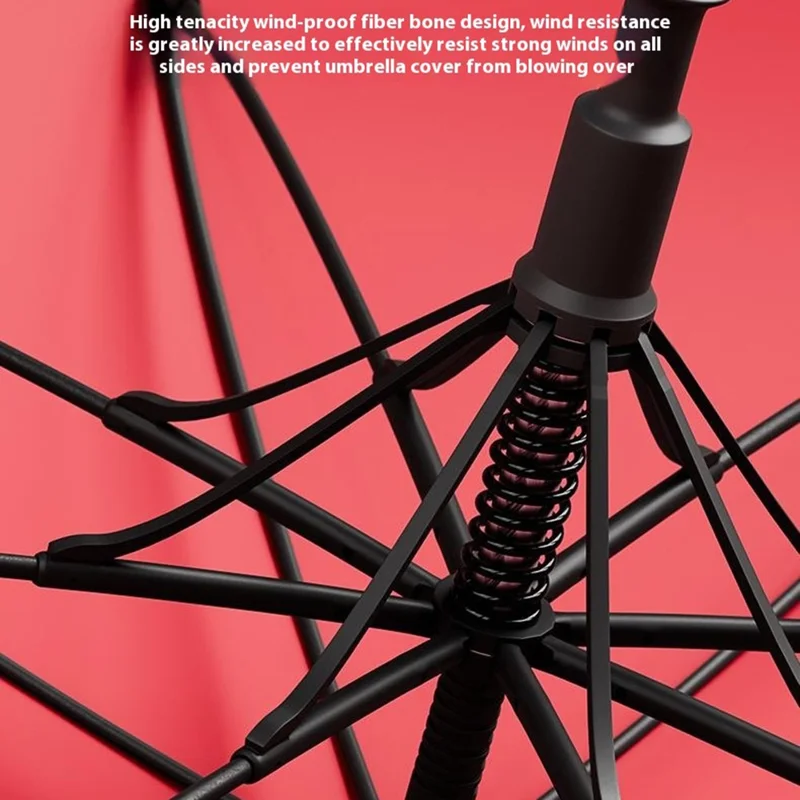 125cm Double Layer Automatic Umbrella Long Handle Umbrella with Sleeve - Black