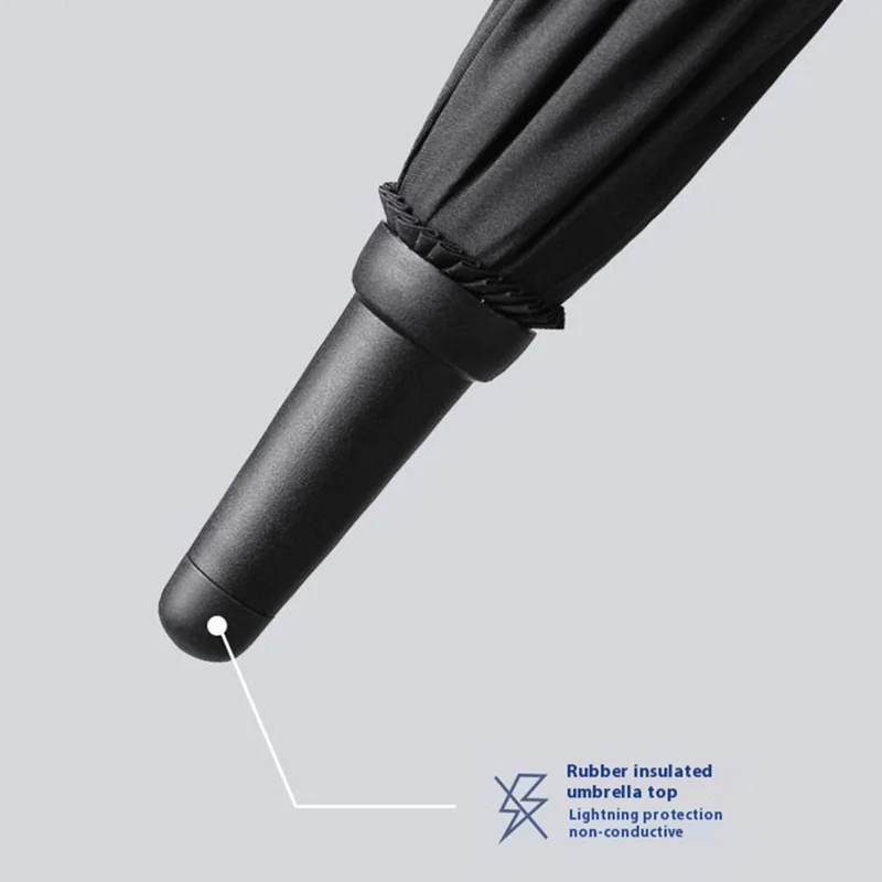 125cm Double Layer Automatic Umbrella Long Handle Umbrella with Sleeve - Black