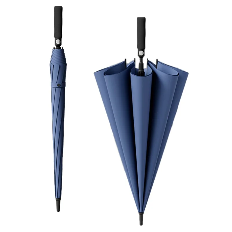 135cm Double Layer Automatic Umbrella Long Handle Umbrella with Sleeve - Blue