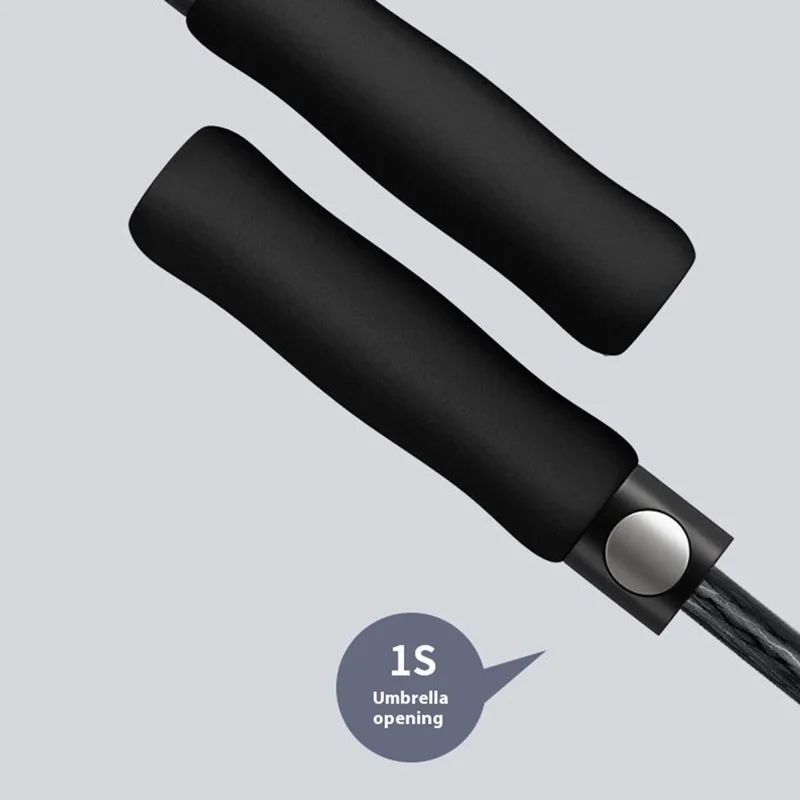 135cm Double Layer Automatic Umbrella Long Handle Umbrella with Sleeve - Blue