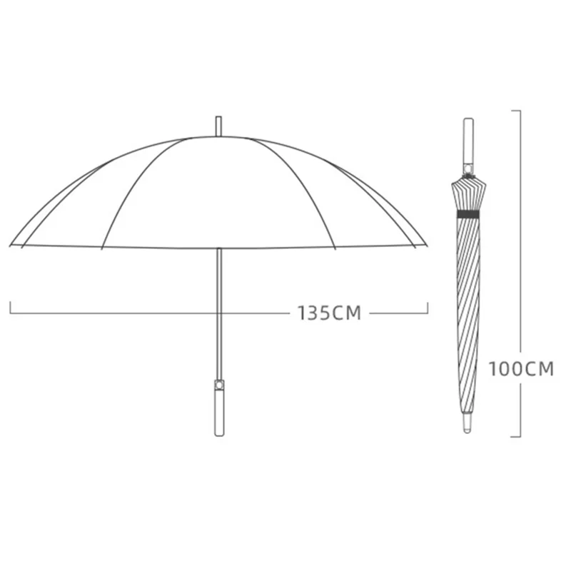 135cm Double Layer Automatic Umbrella Long Handle Umbrella with Sleeve - Blue