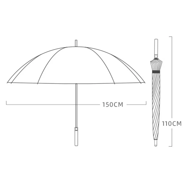 150cm Double Layer Automatic Umbrella Long Handle Umbrella with Sleeve - Black+Red