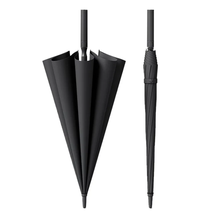 Ombrello automatico lungo 107 cm con 8 stecche e manico opaco - Nero