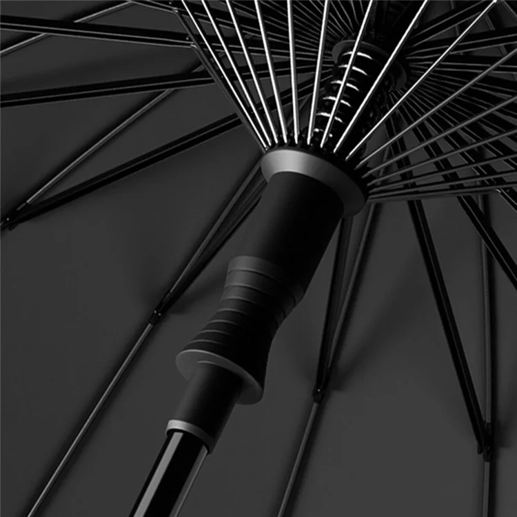 Parapluie long semi-automatique de 110 cm à 16 baleines avec poignée givrée et étui - Noir