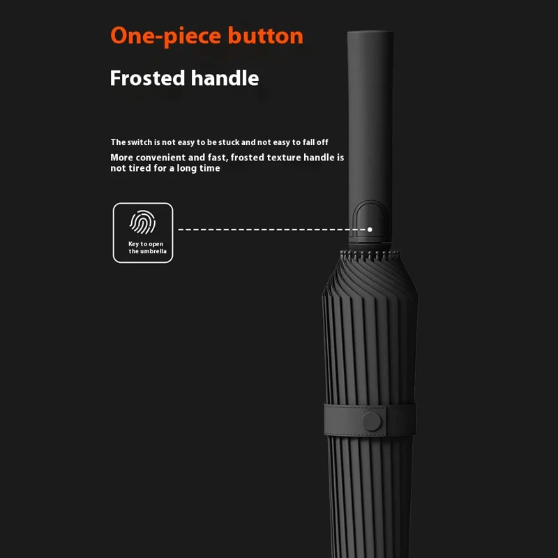 112cm 24 Ribs Semi-Automatic Long Umbrella Frosted Handle Umbrella with Sleeve - Dark Blue