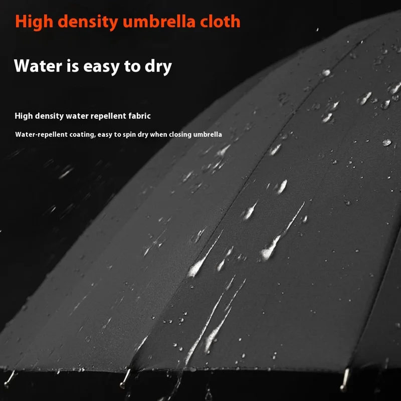 112cm 24 Ribs Semi-Automatic Long Umbrella Frosted Handle Umbrella with Sleeve - Dark Blue