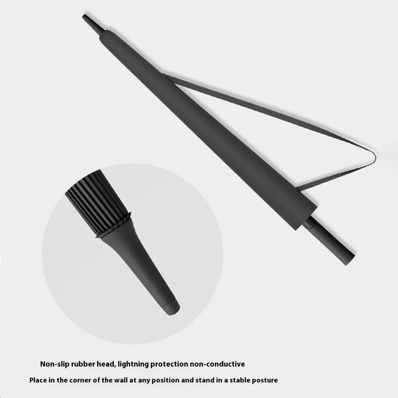 112cm 24 Ribs Semi-Automatic Long Umbrella Frosted Handle Umbrella with Sleeve - Dark Blue