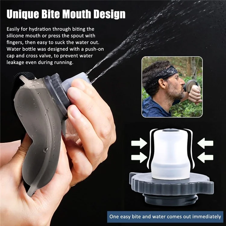Garrafa de água de pulso X2 Plus 200ml, sem mãos, para escalada em rocha e ciclismo (sem BPA, sem FDA) - Preto