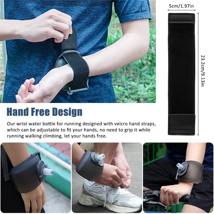 Garrafa de água de pulso X2 Plus 200ml, sem mãos, para escalada em rocha e ciclismo (sem BPA, sem FDA) - Preto