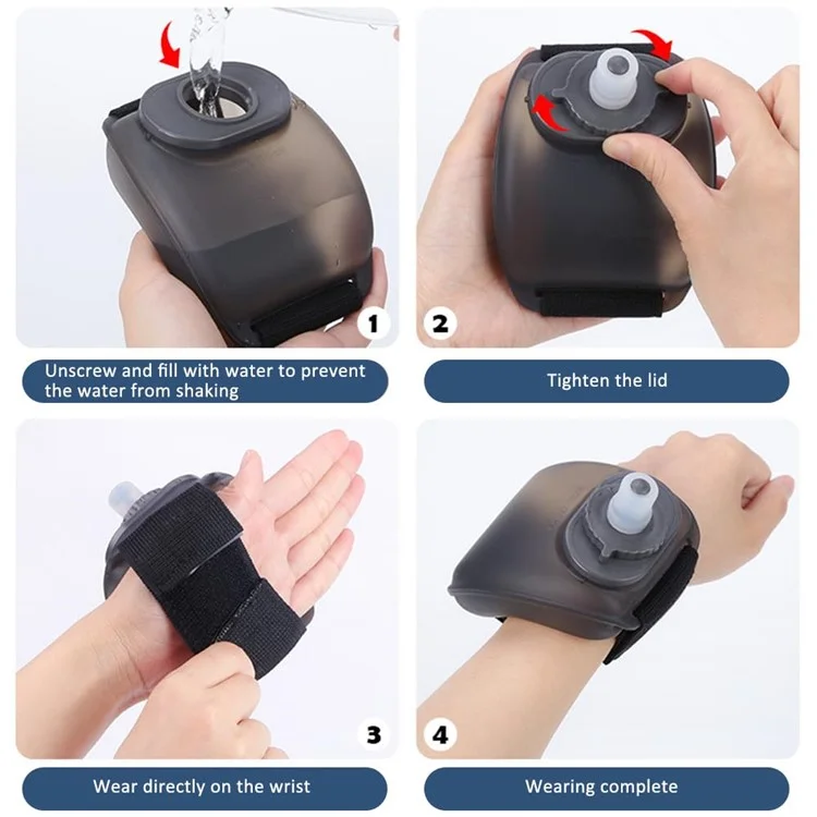 Garrafa de água de pulso X2 Plus 200ml, sem mãos, para escalada em rocha e ciclismo (sem BPA, sem FDA) - Preto