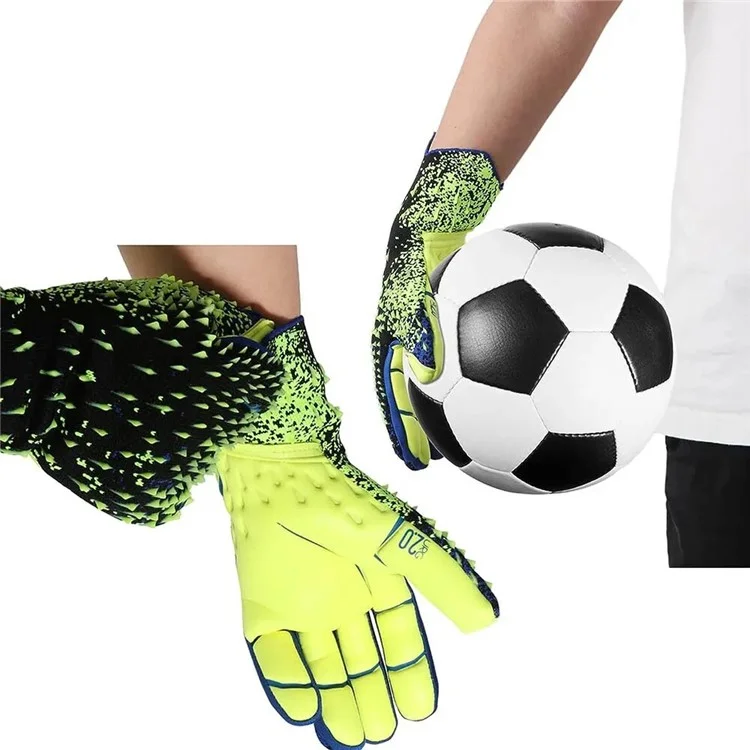1 Pair Thicken Latex Palm Professional Goalkeeper Gloves Anti-Slip Soccer Training Mittens - Orange / Size 9