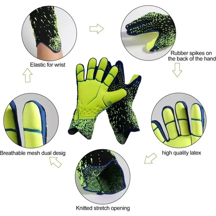 1 Pair Thicken Latex Palm Professional Goalkeeper Gloves Anti-Slip Soccer Training Mittens - Orange / Size 9