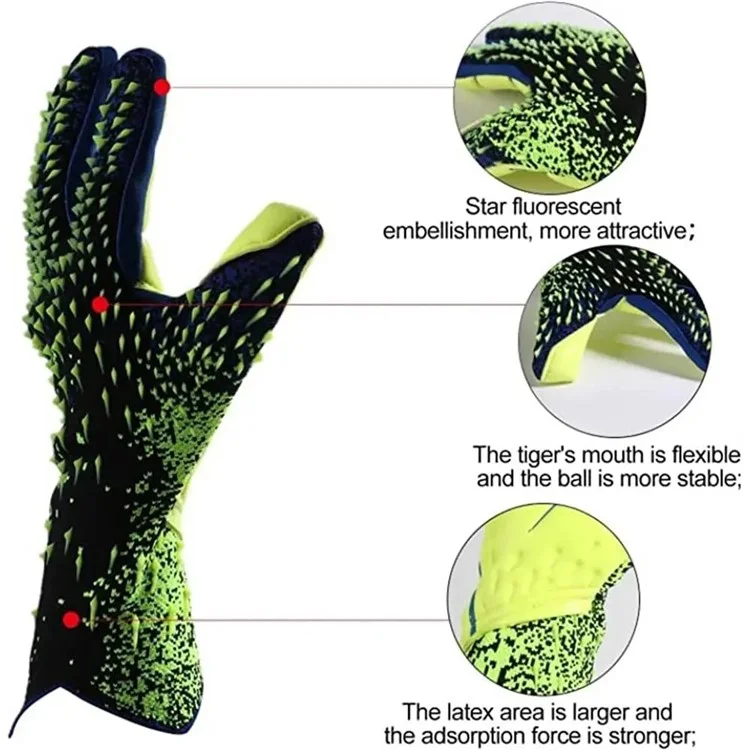 1 Pair Thicken Latex Palm Professional Goalkeeper Gloves Anti-Slip Soccer Training Mittens - Orange / Size 9