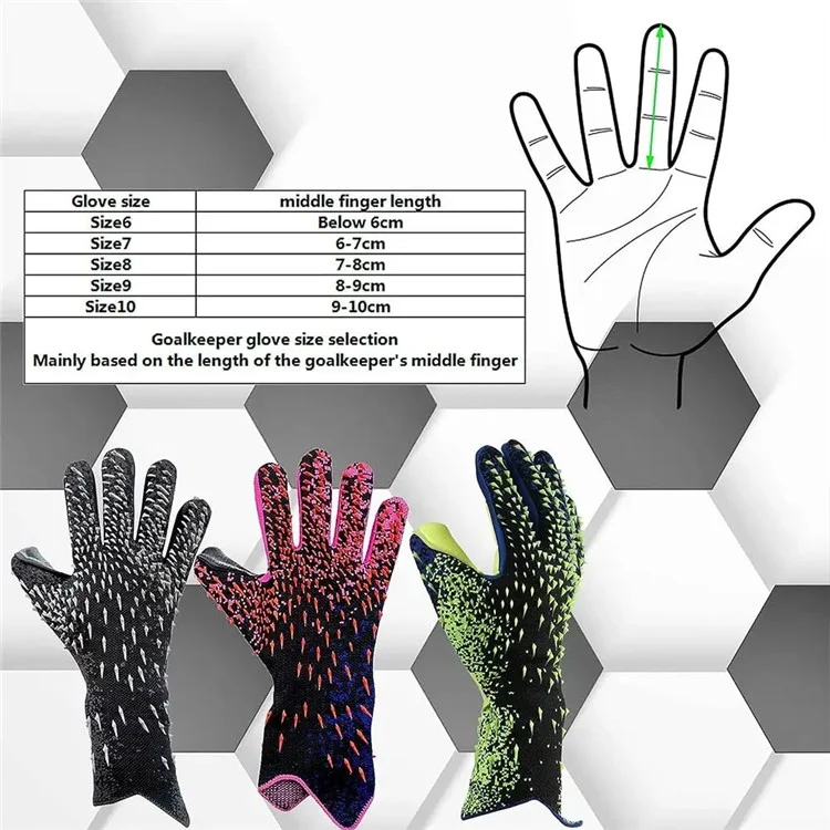 1 Pair Thicken Latex Palm Professional Goalkeeper Gloves Anti-Slip Soccer Training Mittens - Orange / Size 9