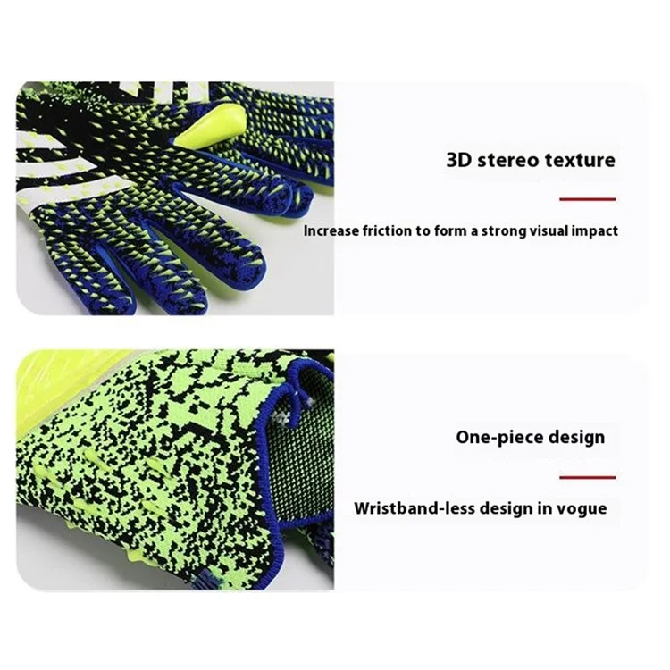 1 Pair Professional Goalkeeper Gloves Striped Pattern Breathable 3D Mesh Sports Mittens - Orange / Size 7
