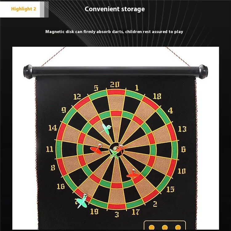 DAHANGJIA D2115 Double-Sided Magnetic Dart Board Kids Indoor Safe Dart Toy, 15-inch Magnetic Cloth + 6 Darts
