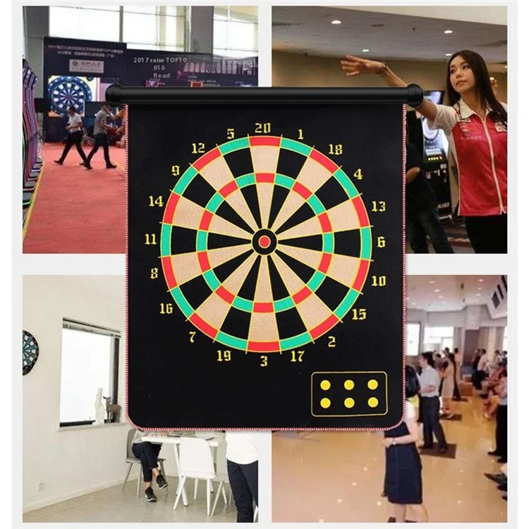 DAHANGJIA D2115 Double-Sided Magnetic Dart Board Kids Indoor Safe Dart Toy, 15-inch Magnetic Cloth + 6 Darts