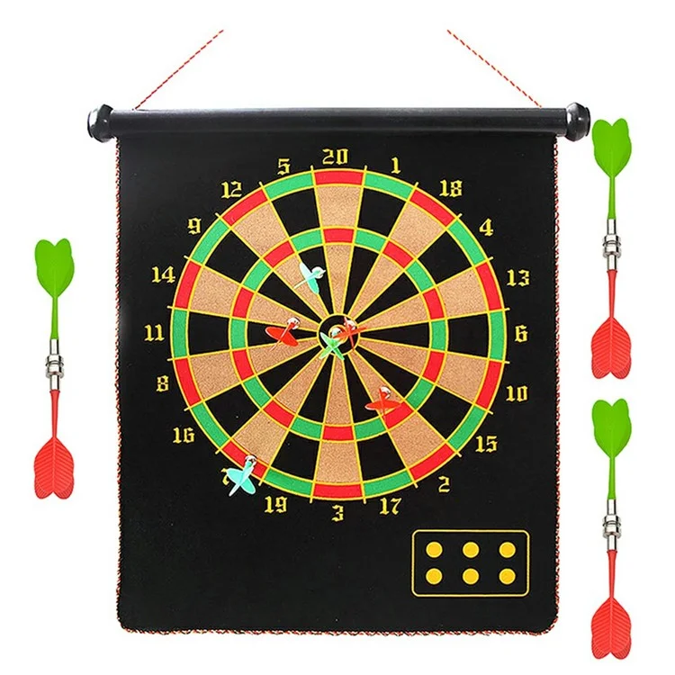 DAHANGJIA D2117 Double-Sided Magnetic Dart Board Kids Indoor Safe Dart Toy, 17-inch Magnetic Cloth + 6 Darts